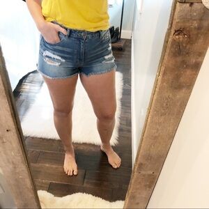 Tokyo Darling high rise shortie distressed shorts